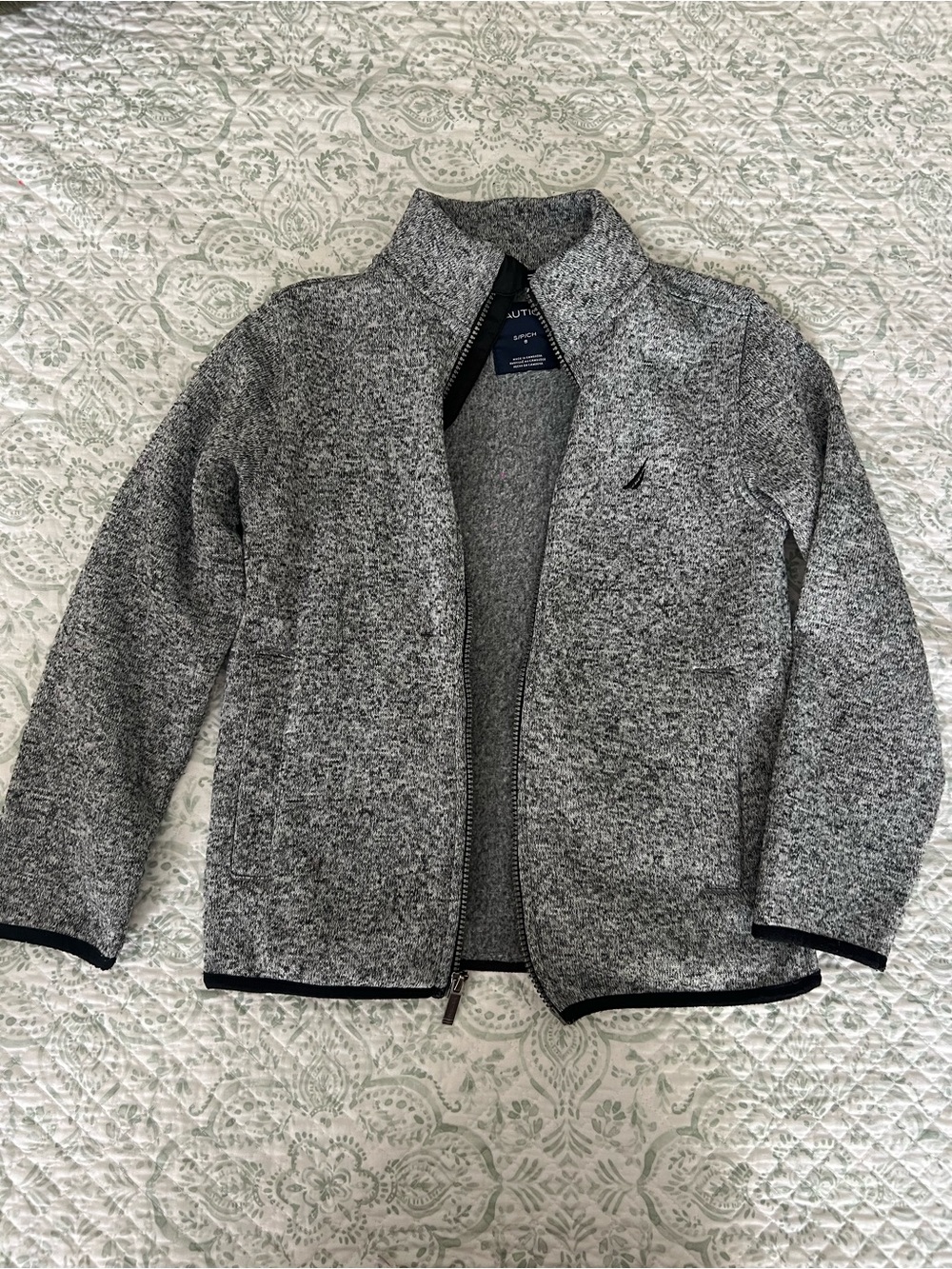 Nautica Little Kid Gray Full-Zip Knit Jacket